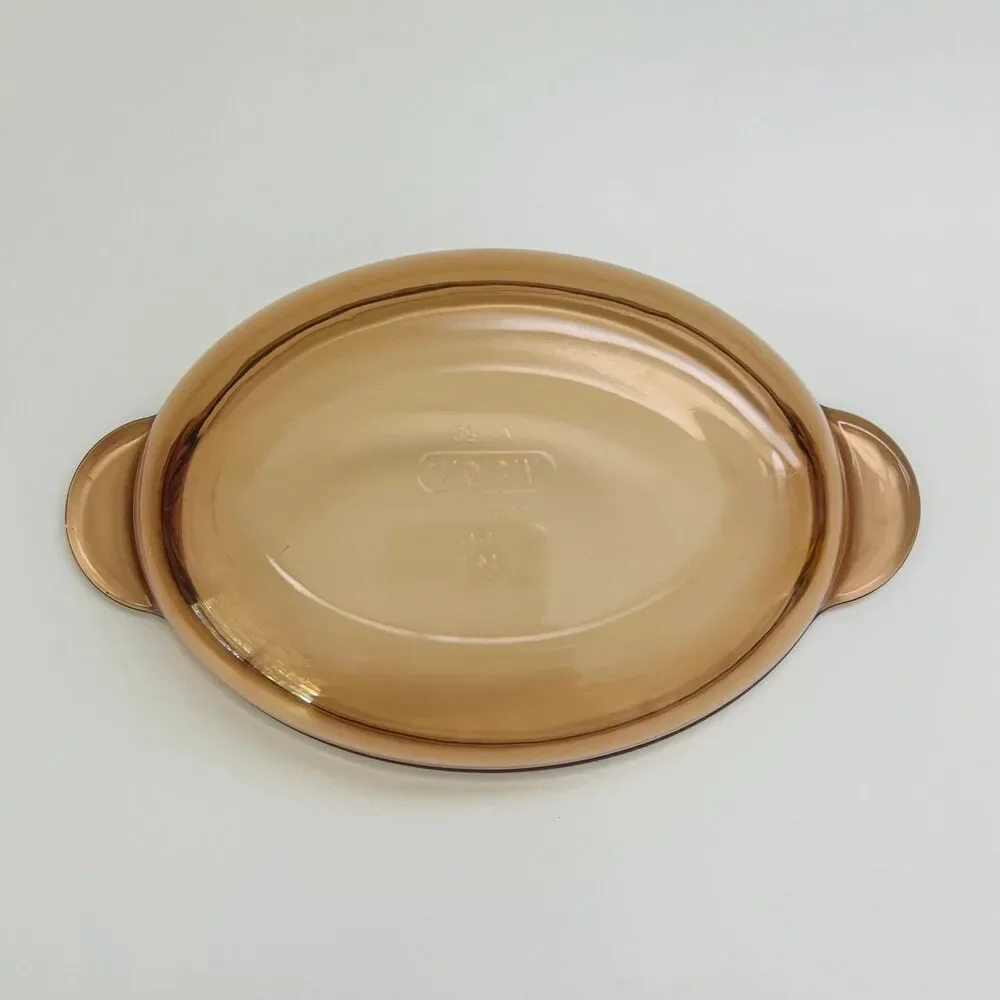 CORNING VISION Amber Glass Individual Oval Serving Casserole Dish